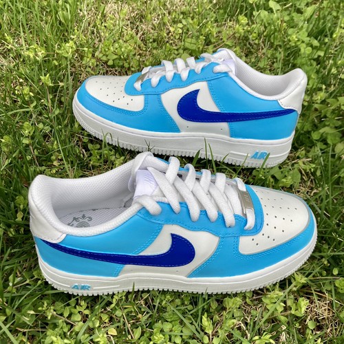 Pre-owned Nike Air Force 1 Custom Shoes Low Two Tone Blue Light Dark Men Women Kids Sizes