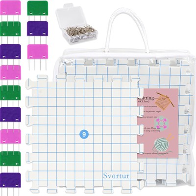 Svartur Interlocking Blocking Mat for Knitting and Crochet Projects, 9 Pack K...