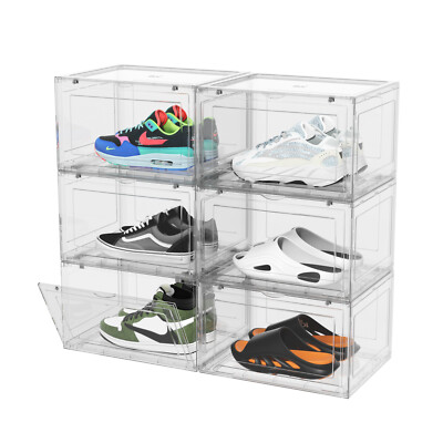 6/9/12 PCS Shoe Storage Box Clear Stackable Shoe Container Sneaker Organizer XL