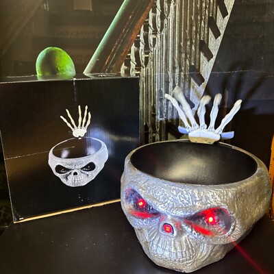 Animated 9'' Pop-Out Skeleton Hand Skull Candy Bowl (Gray) - Halloween 2024