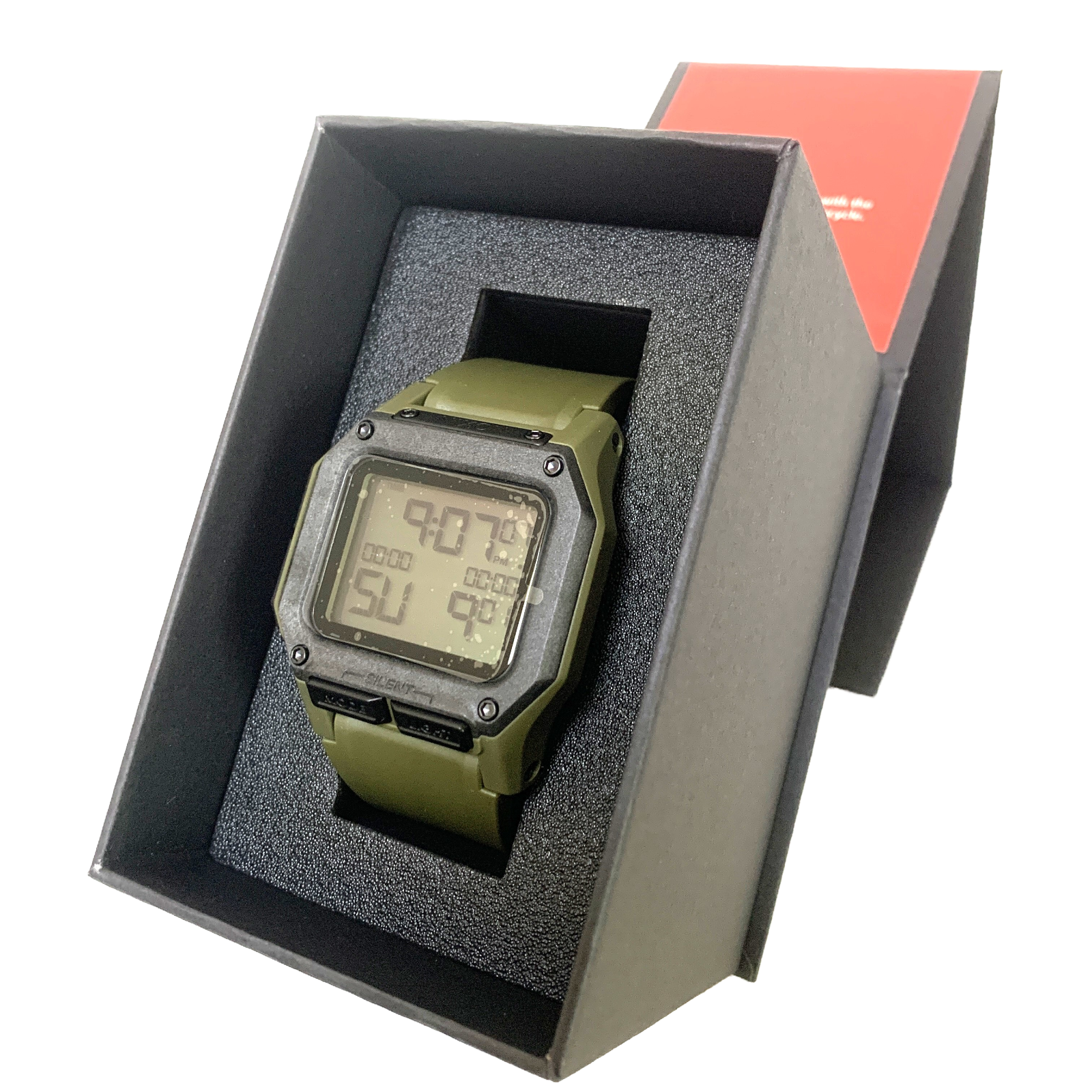Pre-owned Nixon Regulus Men's Digital Watch Qz Military Army Green Resin Silicone Band