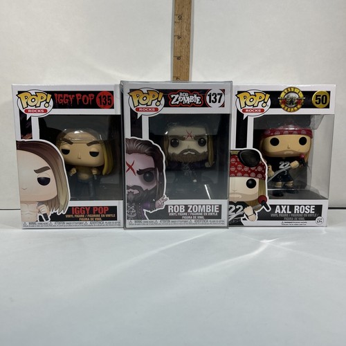 Funko Pop Rocks 3 Pc Lot Iggy Pop 135, Rob Zombie 137, Axl