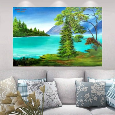 Landscape scenery riverside painting on canvas that will bring vibrancy to room