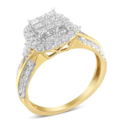 Haus of Brilliance Yellow Gold Diamond Cushion-Shape Halo Engagement Ring