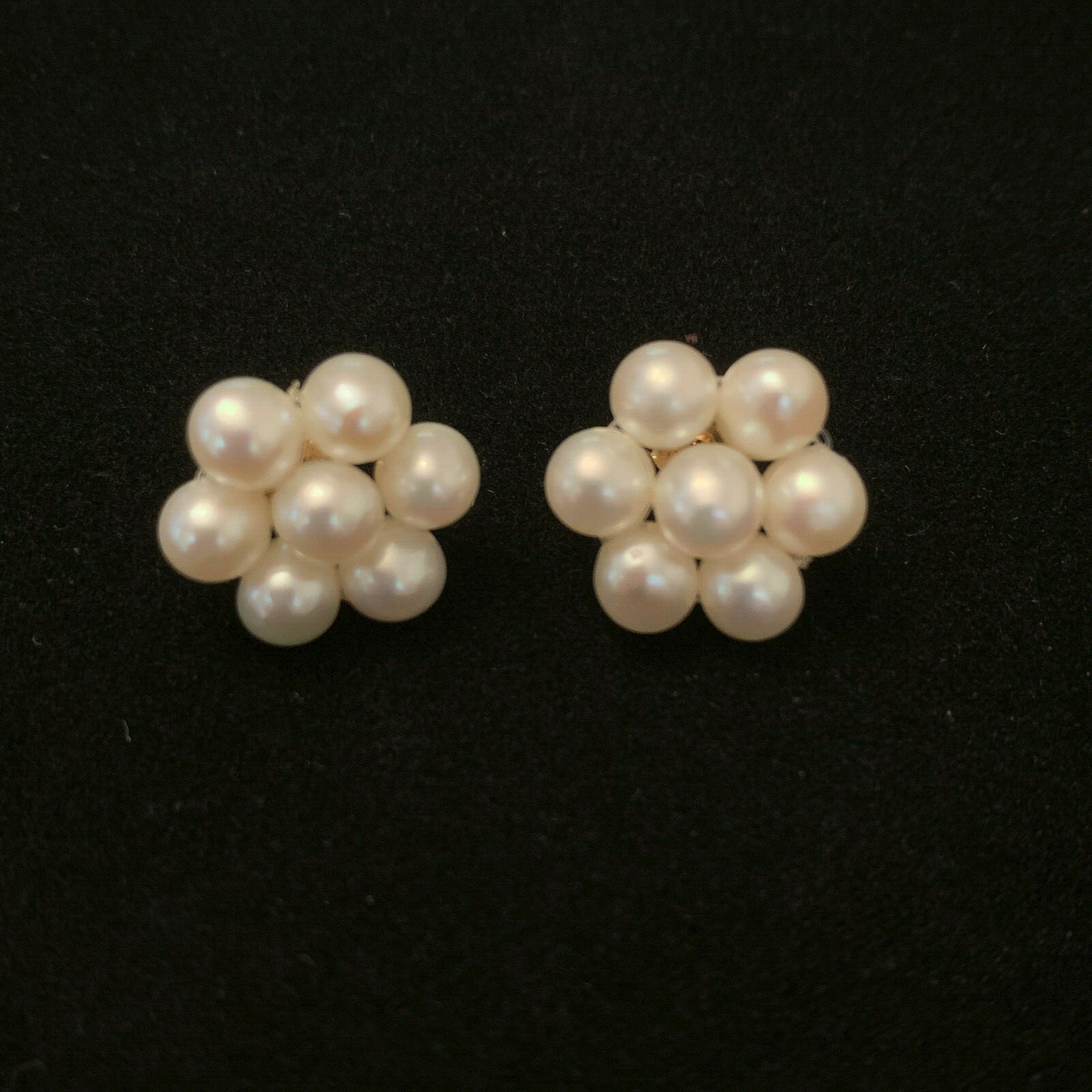 14K Yellow Gold Cultured Freshwater Pearl Cluster Earrings