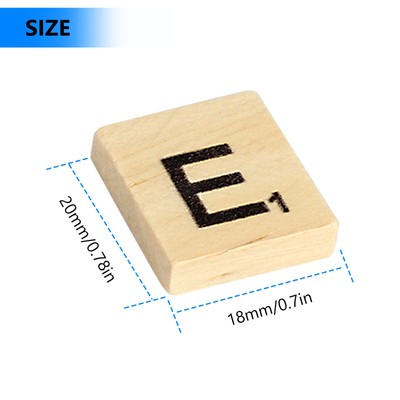 400PCS Scrabble Wood Tiles Pieces Full Sets 100 Letters Wooden Replacement Pick