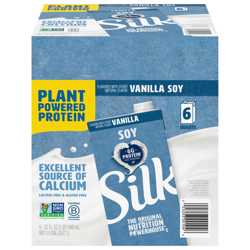 (Pack of 6)  Shelf-Stable Vanilla Soy Milk, 1 Quart