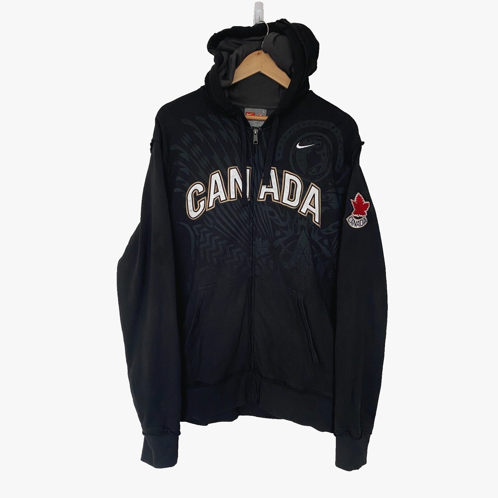 Nike Team Canada Hockey Mens L Hoodie Full Zip Sweatshirt