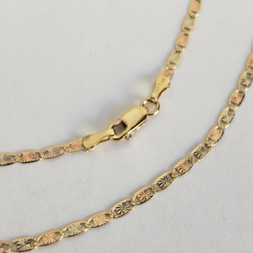 Pre-owned Rosegold 14k Yellow White Rose Gold 18 Inches Long Chain 2 Mm Wide Diamond Cut