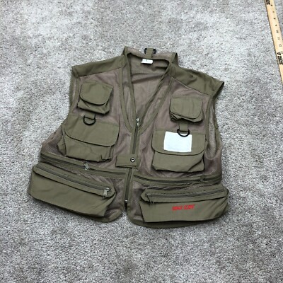 Genuine Eagle Claw Fishing Vest Large Khaki Tan Fly Hunting Mens Unisex Vented