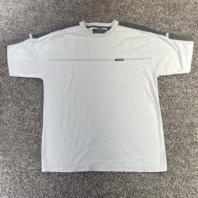 Zero Tolerance Shirt Mens Large Tan Striped Short Sleeve Logo Y2K