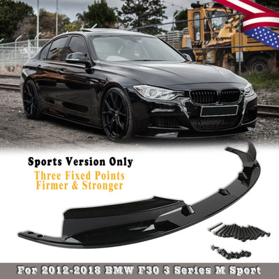 For 2012-2018 BMW 3 Series F30 M-Sport Front Bumper Lip 2PCS Black