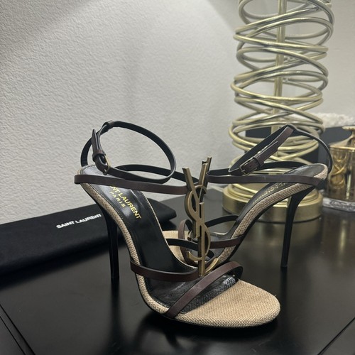 Saint Laurent YSL Cassandra 100 Strappy Sandals Tan/Brown 37