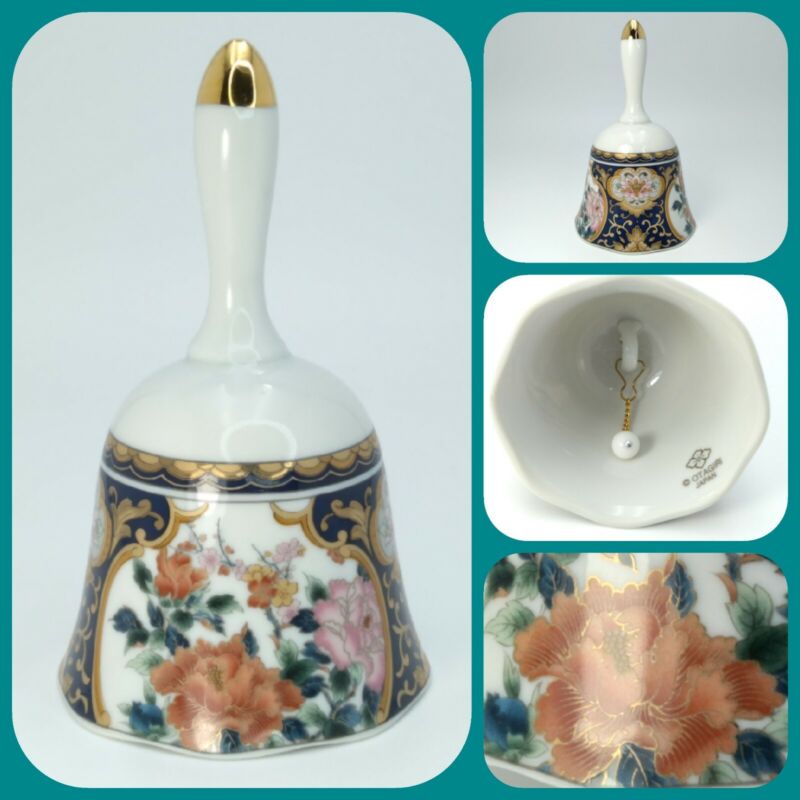Vintage Otagiri BELL Roses with Gold Accents has Gentle Ringing Sound, Japan