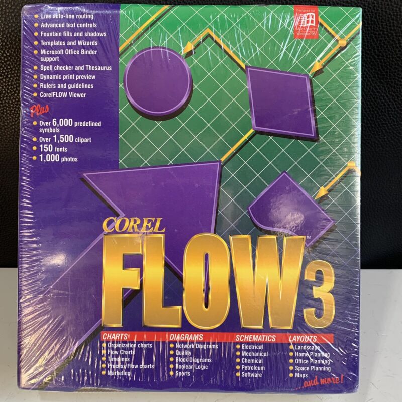 Vintage Corel Flow 3 Windows Flow Charts Diagrams Made Canada & Factory Sealed