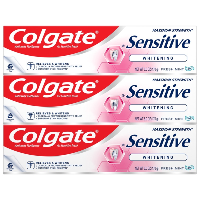 Sensitive Whitening Toothpaste, Sensitive Teeth Toothpaste, Mint, 3 Pack, 6 Oz T