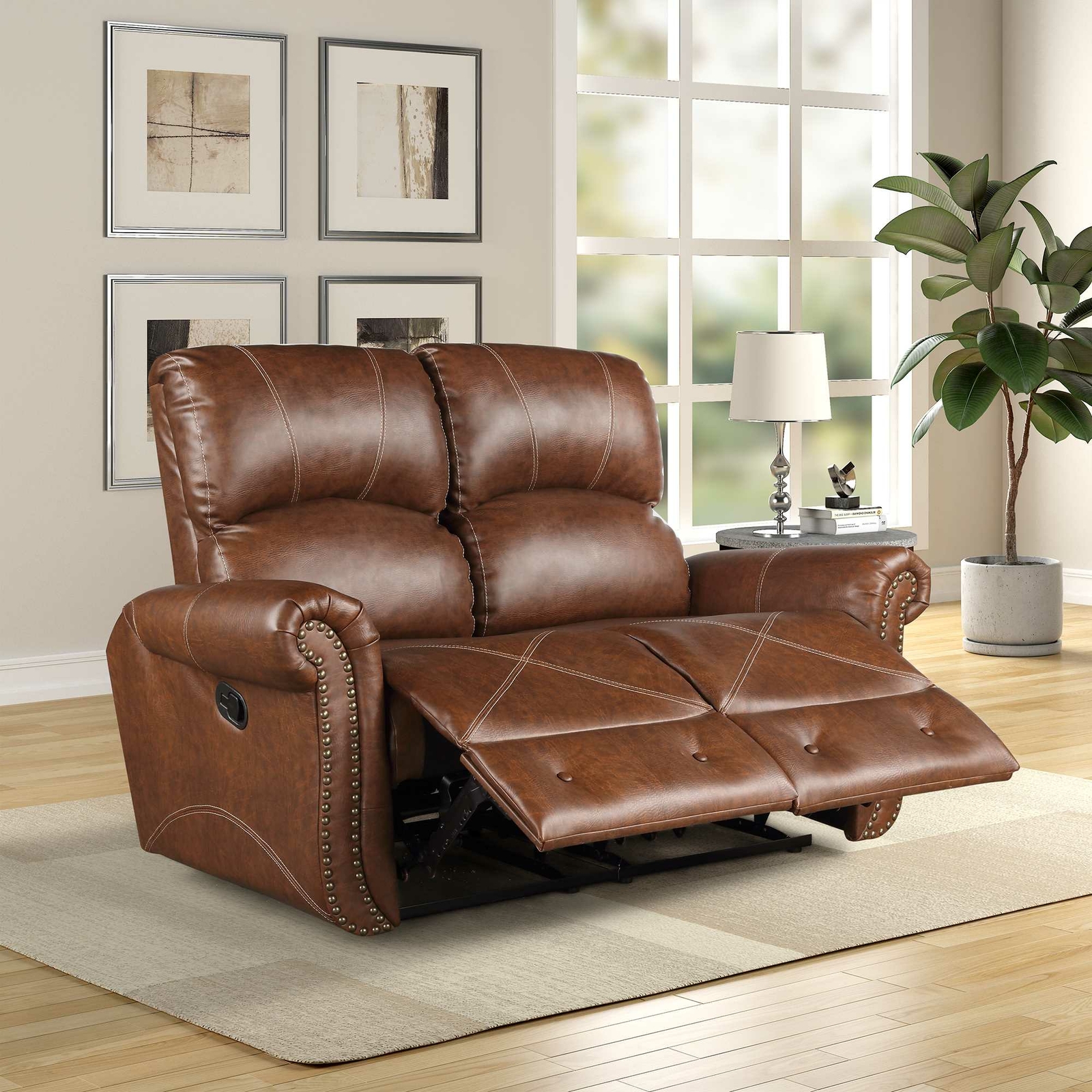 Details About Harper Bright Designs Reclining Loveseat Sofa Couch Leather Home Office Us