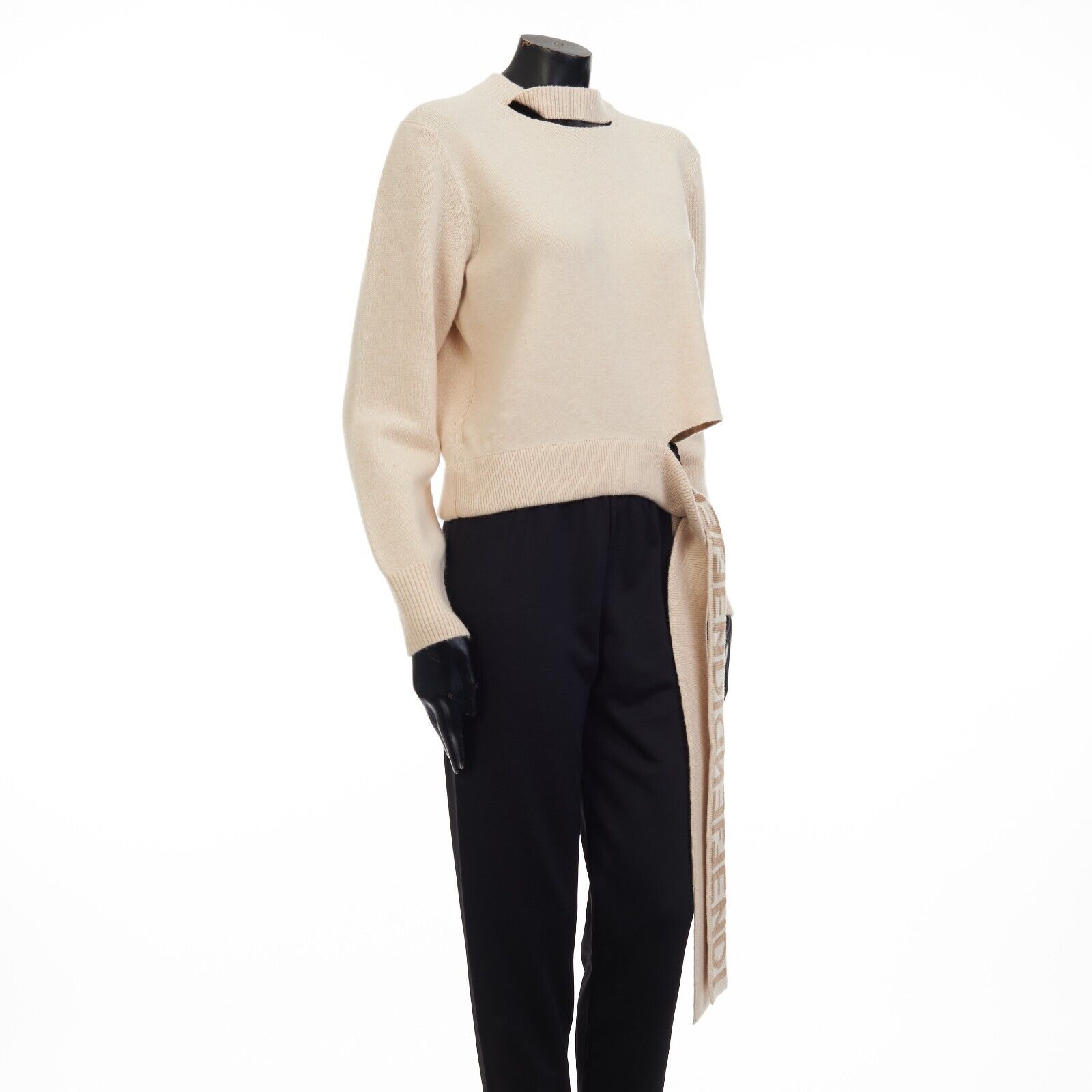 Pre-owned Fendi 1980$ Beige Cashmere & Wool Sweater -  Mirror Logo Motif