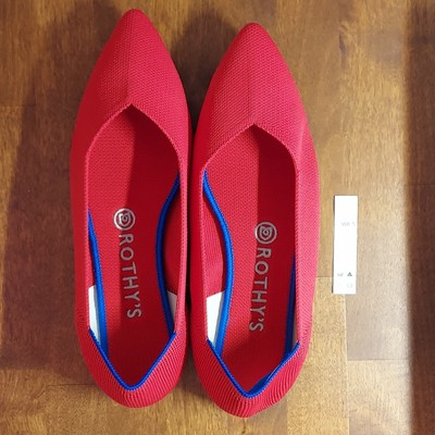 Rothy's The Point Red Knit Pointed Toe Slip On Flats Size 8.5