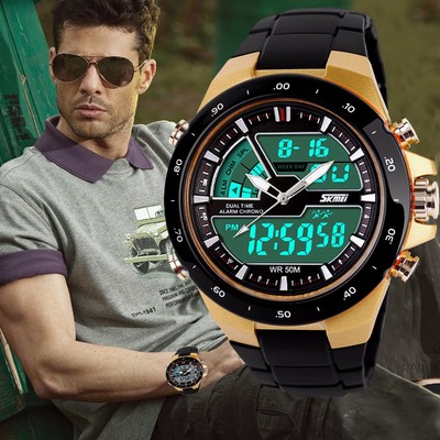 Men's Sport Military Digital Big Dial Date Chronograph Analog Resin...