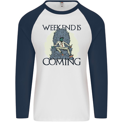 Weekend Funny Beer Cider Wine Alcohol Gin Mens L/S Baseball T-Shirt