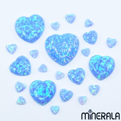 [WHOLESALE] LAB CREATED OPAL SKY BLUE HEART SHAPE CABOCHON VARIOUS SIZES WP001DC