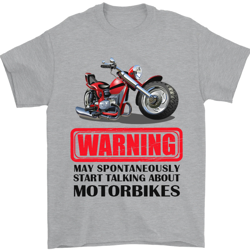 Avertissement Peut SpontanÃ©Ment Parler De Motos T-Shirt Pour Hommes 100% Coton