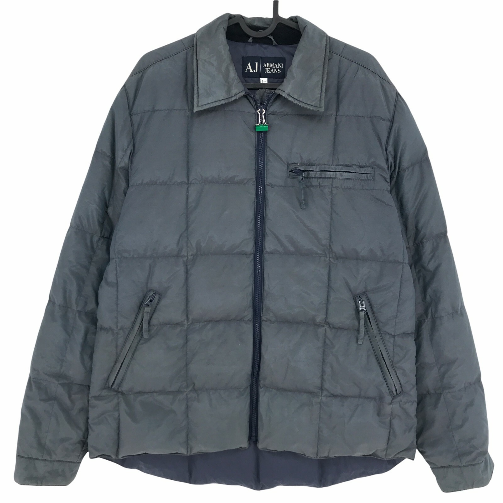 ARMANI JEANS Grey Quilted Cotton Blend Down Coat Jacket Size