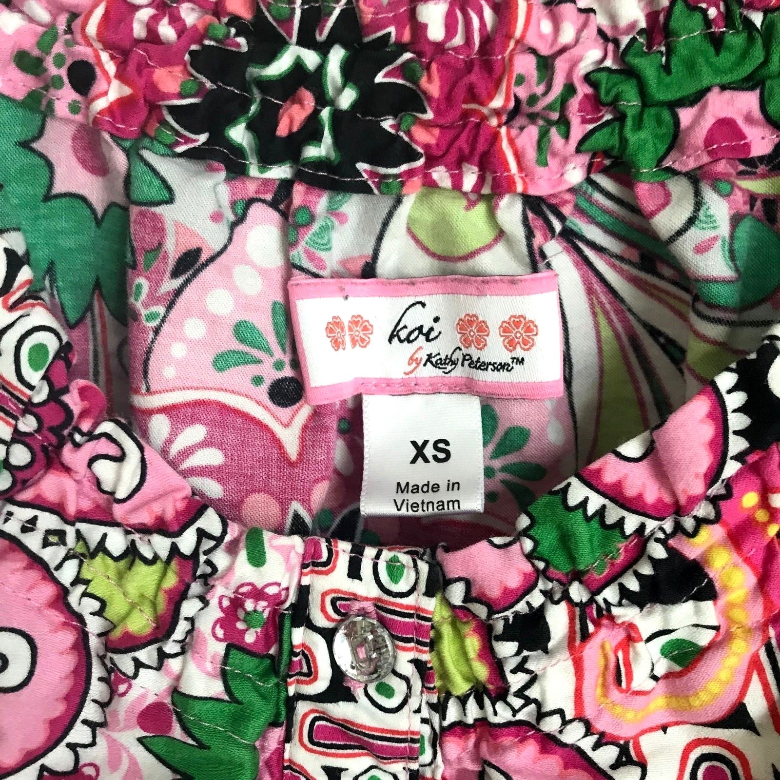 Koi by Kathy Peterson XS Pink Paisley Scrub Top