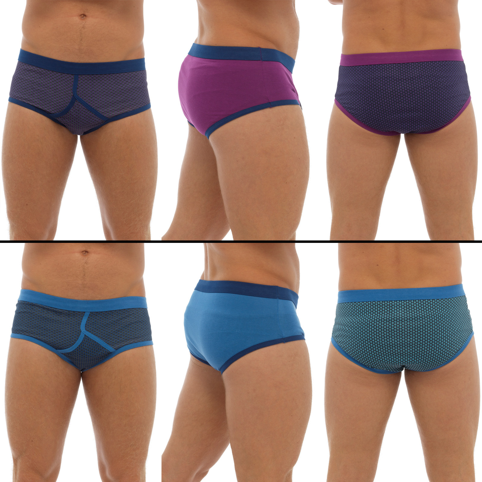 Heren kleding 6 Mens Gents 100 Cotton Y Fronts Briefs Blue White M L