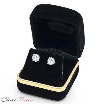 Pre-owned Pucci 2.0ct Round Cut Solitaire Synthetic Moissanite Stud Earrings 14k White Gold In D