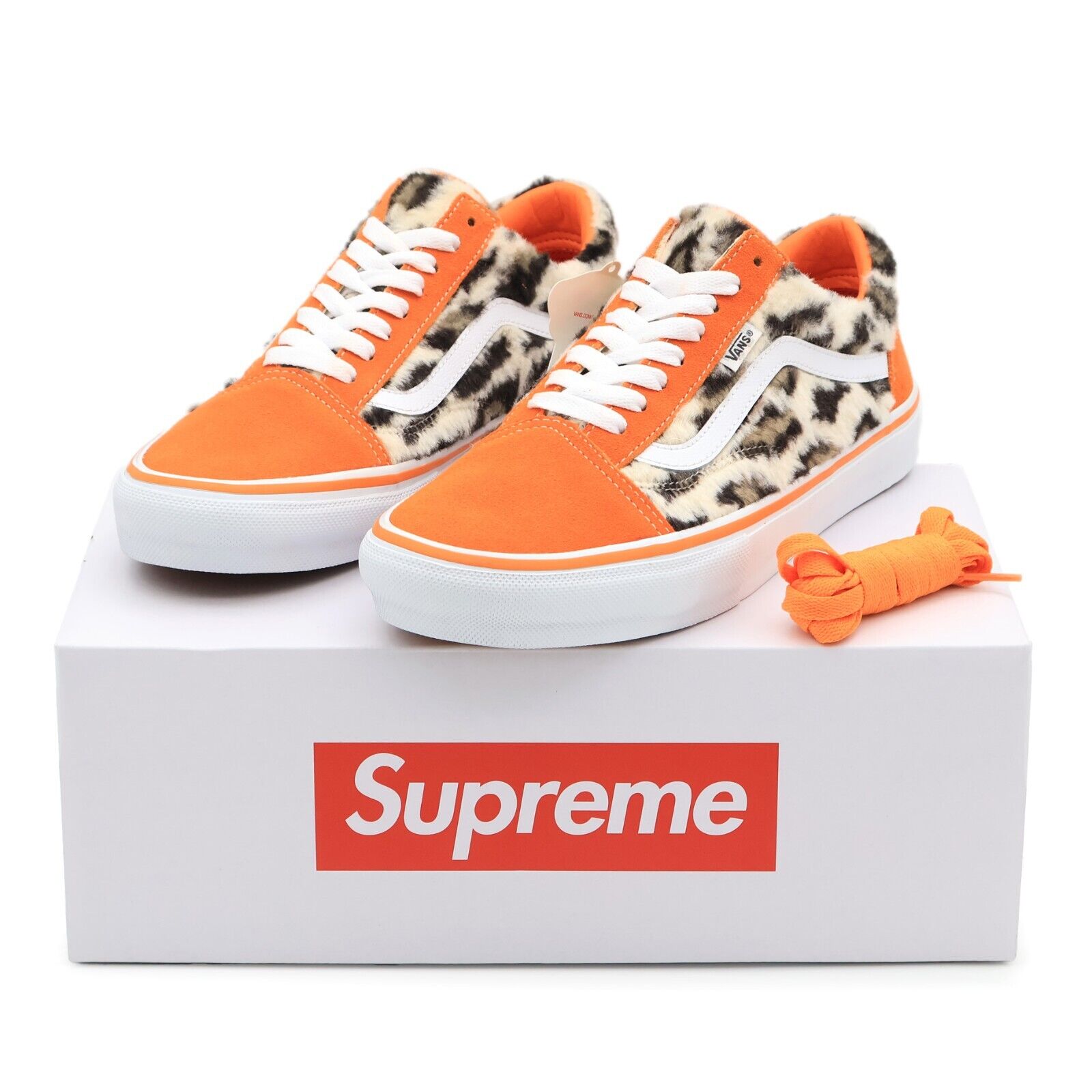 VN0A5FCBORA Supreme Vans Leopard Old Skool Orange White VN0A5FCBORA Supreme Vans Leopard Old Skool Orange White