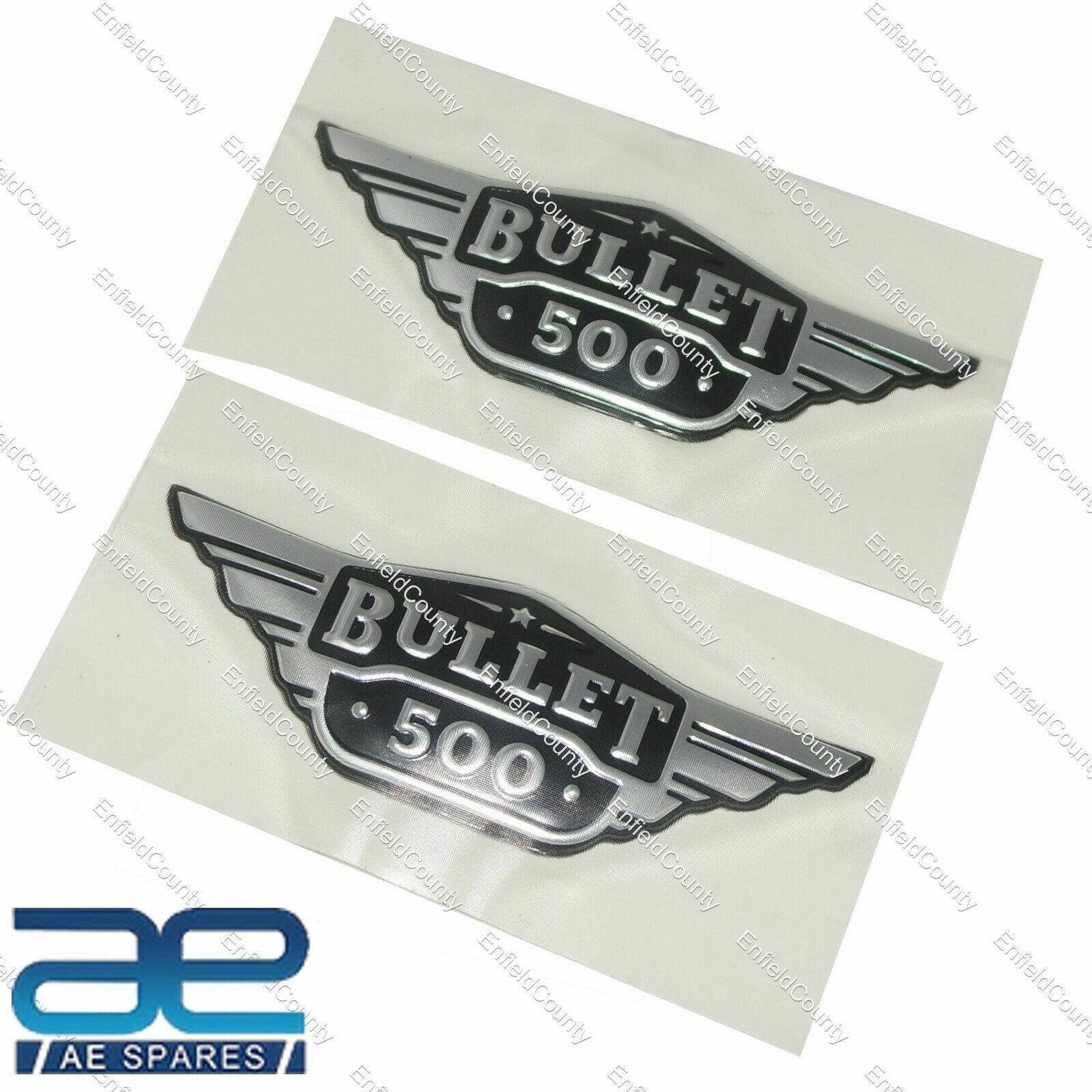 For Royal Enfield Bullet 500 Tool Box Decal Sticker Badge 130mmx45mm Pair 
