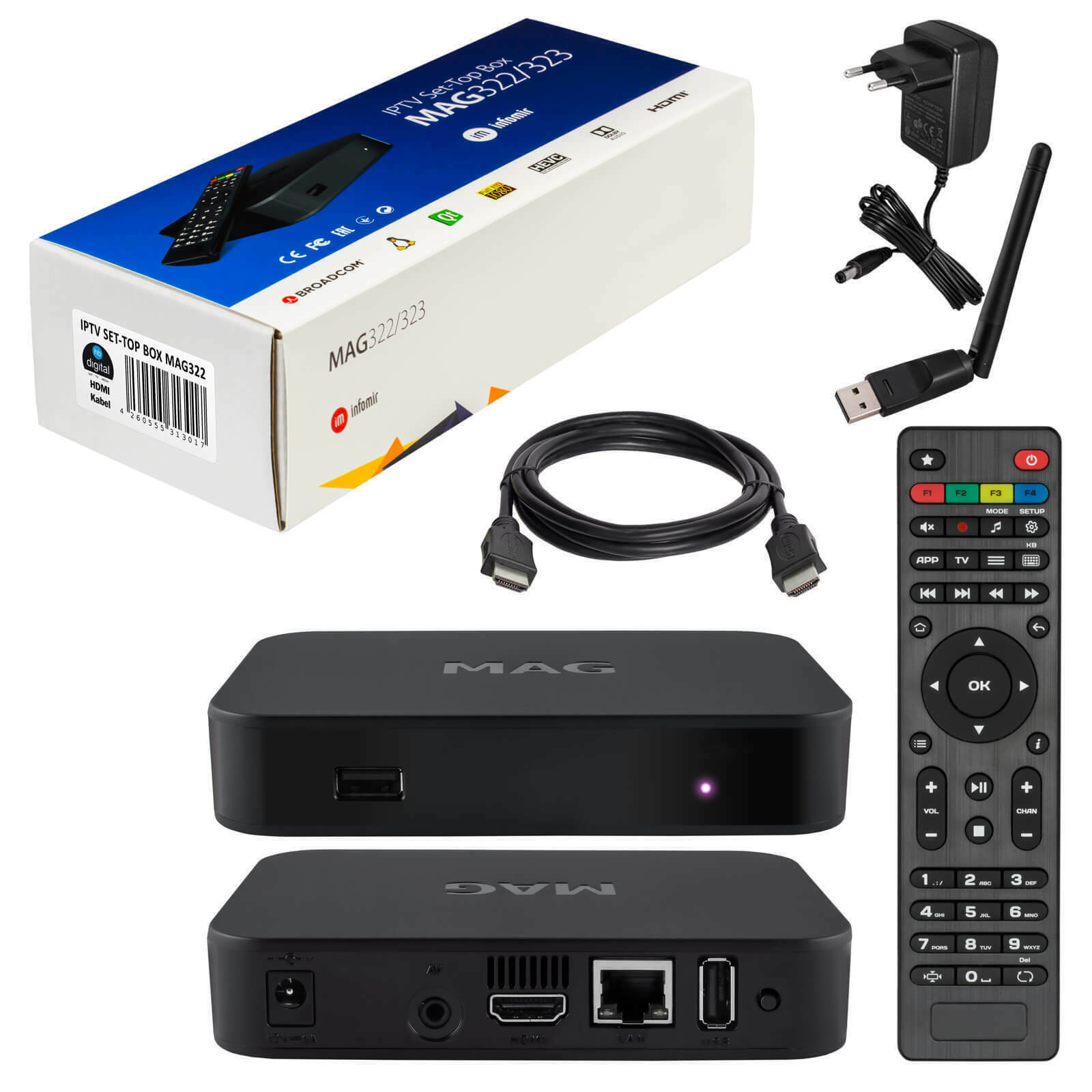 MAG 322 WIFI WLAN IPTV HEVC H.265 Streamer Linux Internet TV IP ...