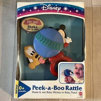 Rattle New 1990 s Disney Mattel Peek A Boo Rattle Baby Pluto & Mickey 67887