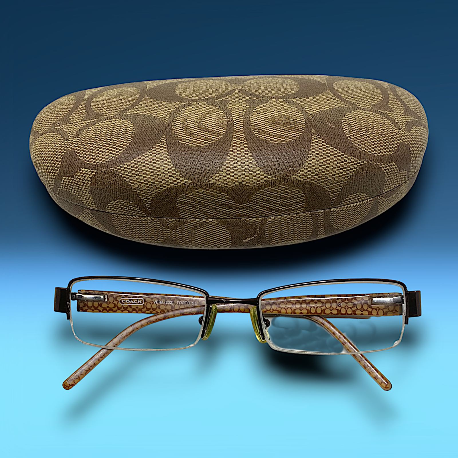 Coach Vera 232 Tortoise Brown Eyeglasses Frames Only 50-18-135 Half Rim + Case