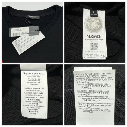 Pre-owned Versace Men Embroidered Red Logo Black Sweatshirt Sweater Size L $850