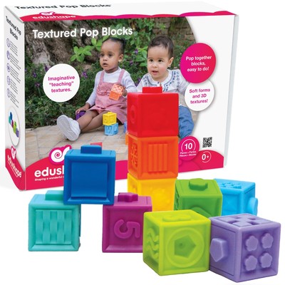 Edushape Mix & Match Textured Blocks - Set of 10 Stacking Blocks - Pop Blocks...