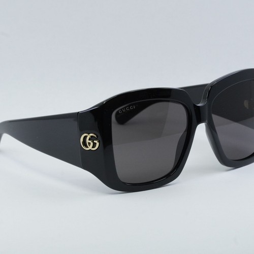 Pre-owned Gucci Gg1402s 001 Black/grey 55-16-130 Sunglasses In Gray