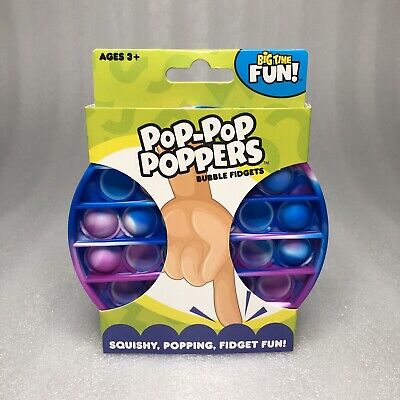 NEW Tie Dye Blue Pop-Pop Poppers Circle Bubble Fidgets Pop & Push Big Time Toys