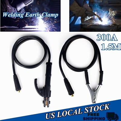 300A Welding Earth Ground Clamp Cable Stick Welder Cable For ARC MMA DC Inverter