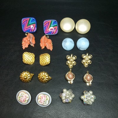 Vintage 10 Pairs Earrings Different Shape, Color & Size 1 MARVELLA. 8229E