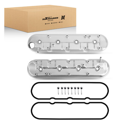LH + RH Aluminum Engine Valve Cover w/ Gaskets for Cadillac Chevrolet 6.2L 09-15