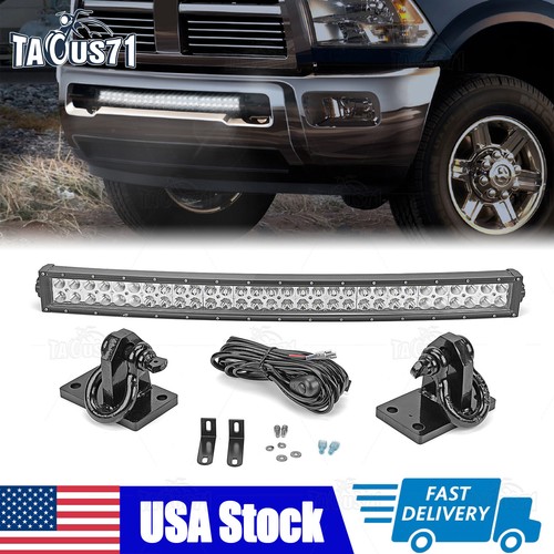 180W Bumper 32" Curved LED Light Bar For Ram 2500/3500/4500 + Tow hook + Wiring