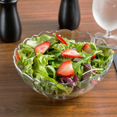 (CASE OF 12 BOWLS) 9'' CLEAR ARCOROC ARCADE GLASS 72 oz SALAD BOWL CATERING