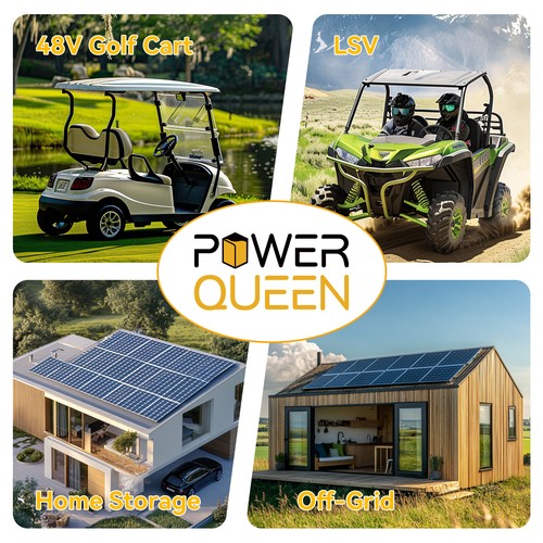 Power Queen 48V 30Ah Bluetooth Low Temp Golf Cart Lithium Battery BMS Deep Cycle