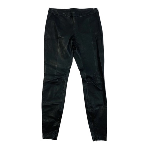 MUUBAA Black Pure Lamb Leather Tapered Zippered Ankle Womens Pants Size 4