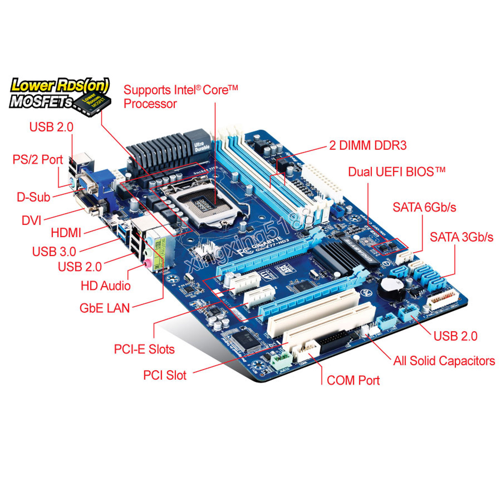 ️ Материнская плата для компьютера Gigabyte GA-Z77-HD3 For Intel Socket ...