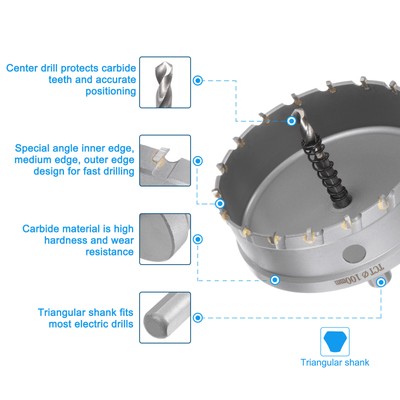 Metal Hole Saw TCT Carbide Cutter 100mm 4" Dia for Stainless Steel Metal