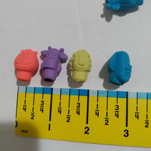 Bulk Neon Zoo Animal Safari Pencil Top Erasers Stationery 135 Pieces Lot